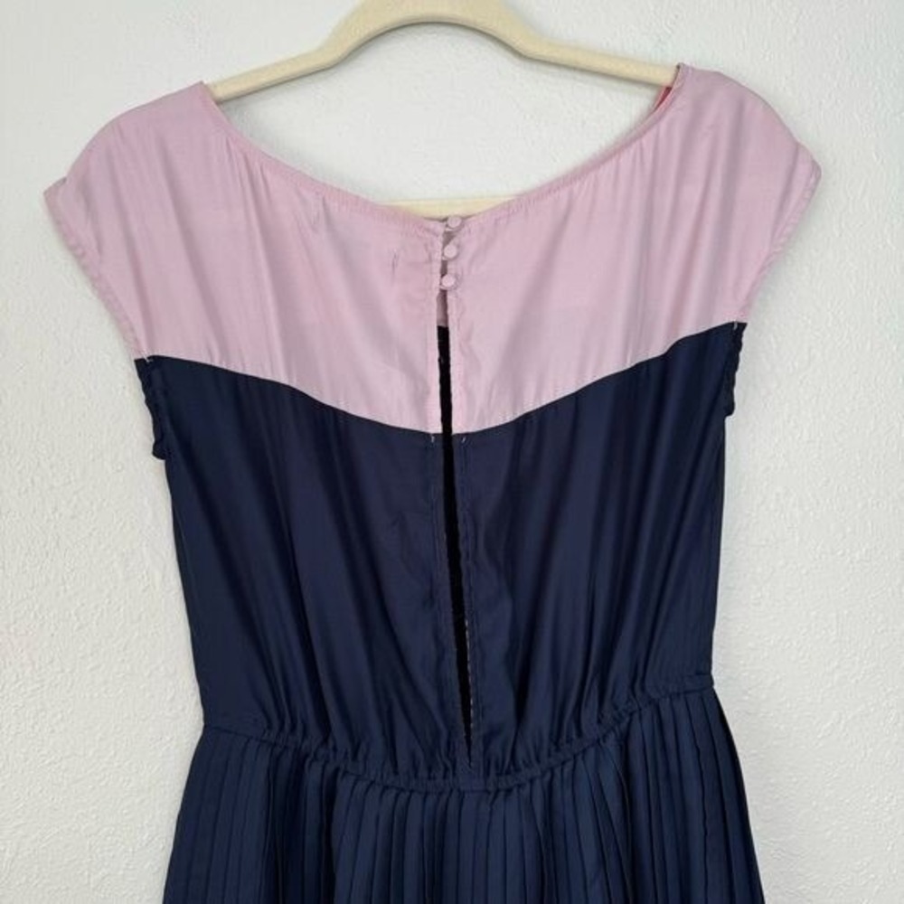 American Eagle pink purple colorblock pleated cap sleeve dress S - Picture 6 of 10